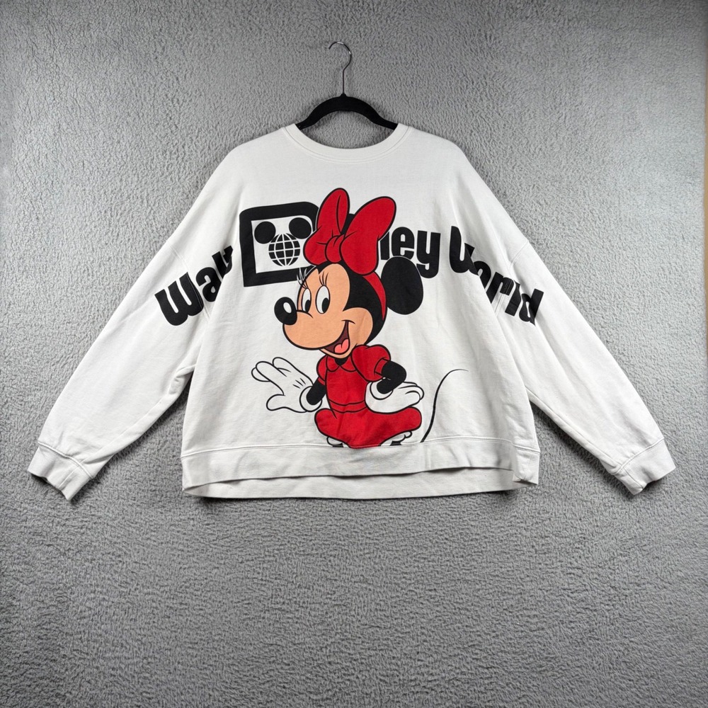 Walt Disney World Minnie Mouse Graphic Sweatshirt White XL Spirit Jersey Style
